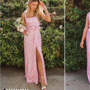 Show Me Your MuMu Paris Gown in Blushing Floral Stretch